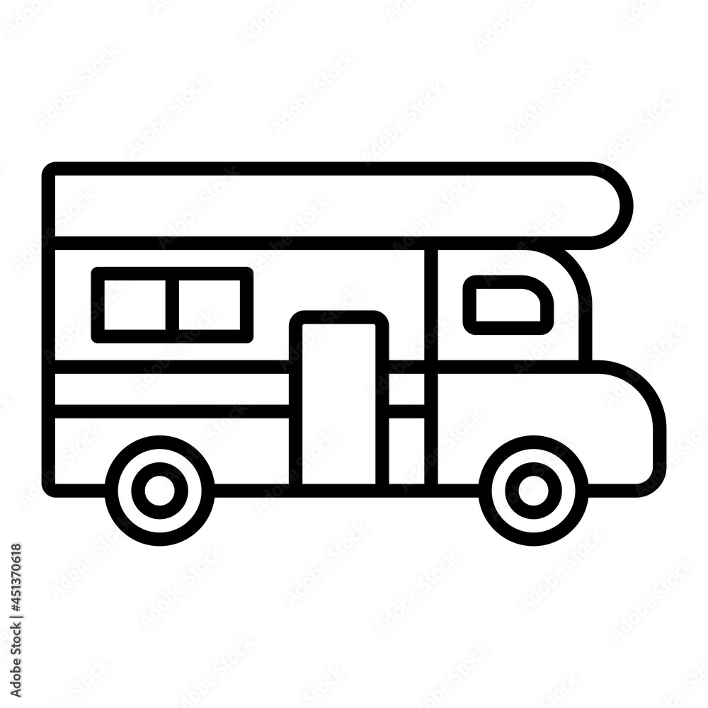Caravan Vector Outline Icon Isolated On White Background Caravan Vector Outline Icon Isolated On White Background