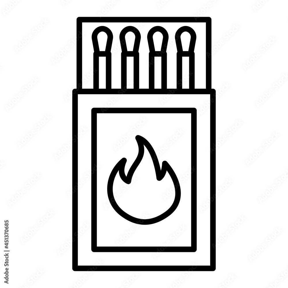 Match box Vector Outline Icon Isolated On White Background Match box Vector Outline Icon Isolated On White Background
