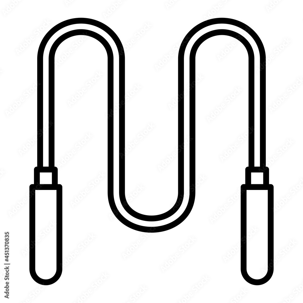 Jumping Rope Vector Outline Icon Isolated On White Background Jumping Rope Vector Outline Icon Isolated On White Background