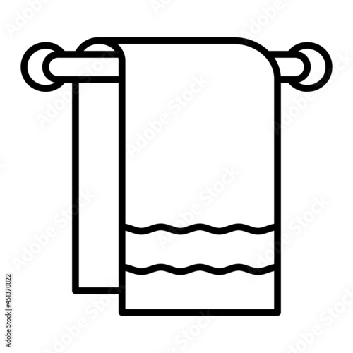 Towel Vector Outline Icon Isolated On White Background