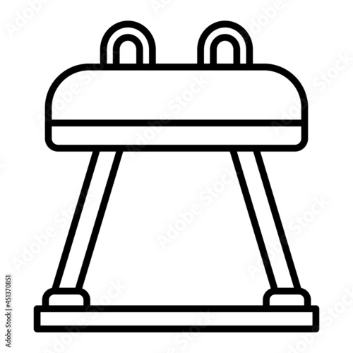 Pommel Horse Vector Outline Icon Isolated On White Background
