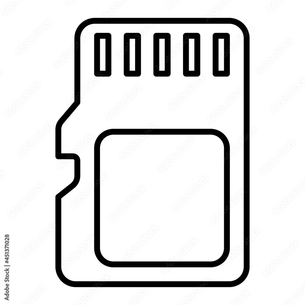 Memory Card Vector Outline Icon Isolated On White Background Memory Card Vector Outline Icon Isolated On White Background
