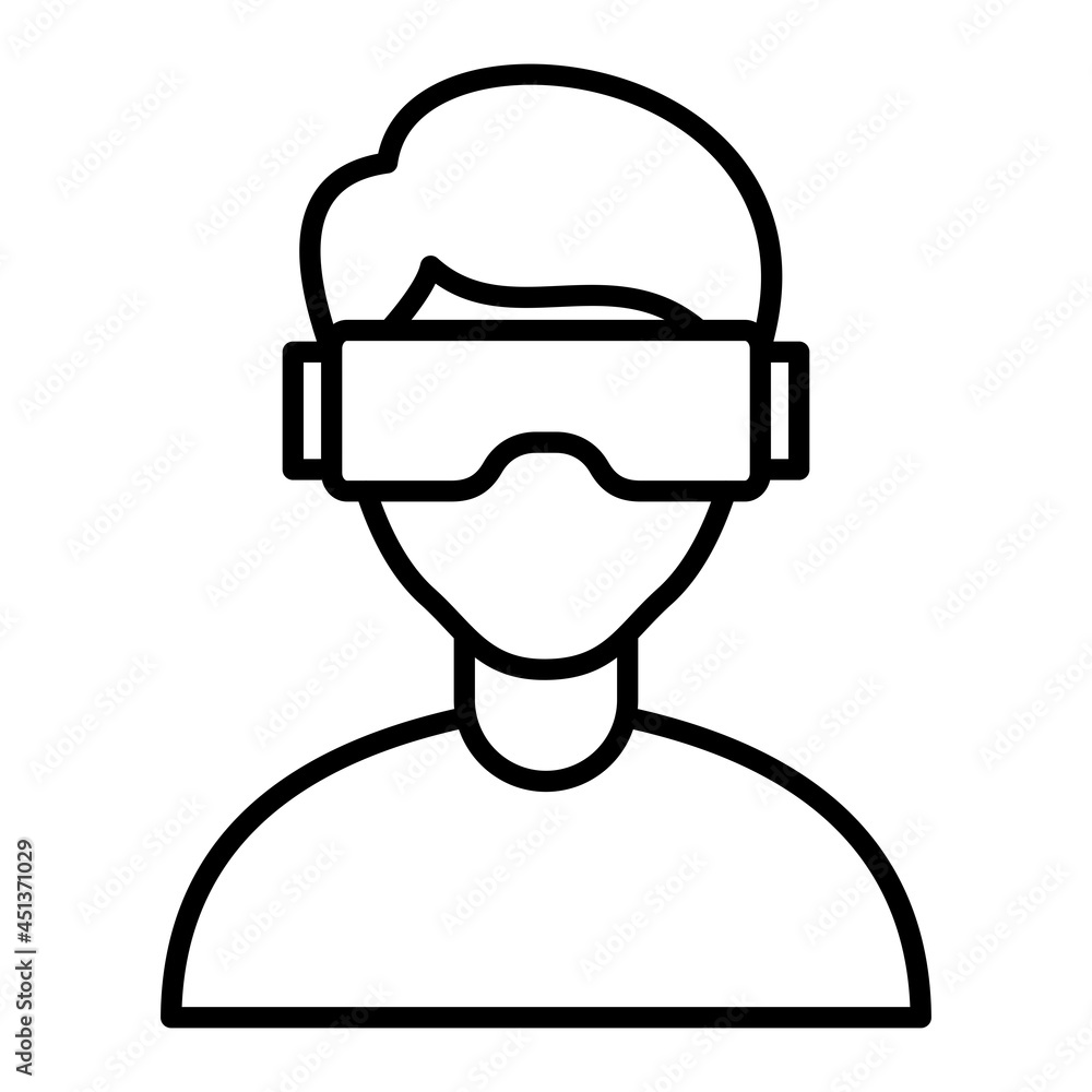 Obraz premium Virtual Reality Vector Outline Icon Isolated On White Background