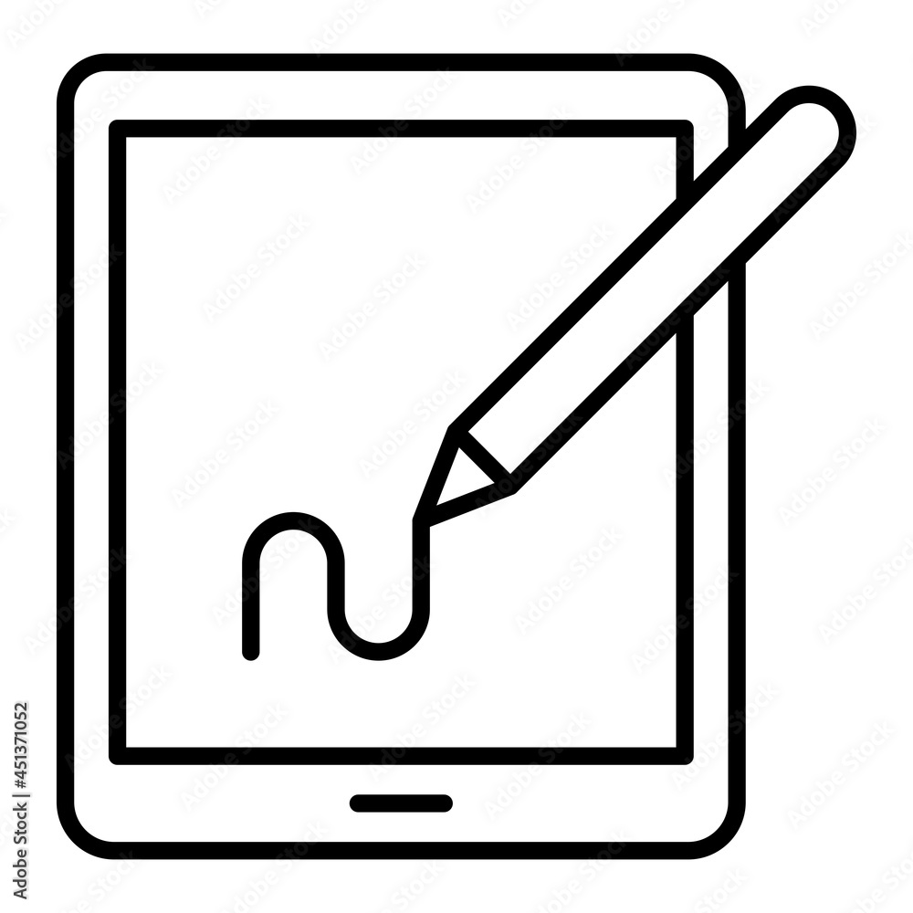 Pen Tablet Vector Outline Icon Isolated On White Background Pen Tablet Vector Outline Icon Isolated On White Background
