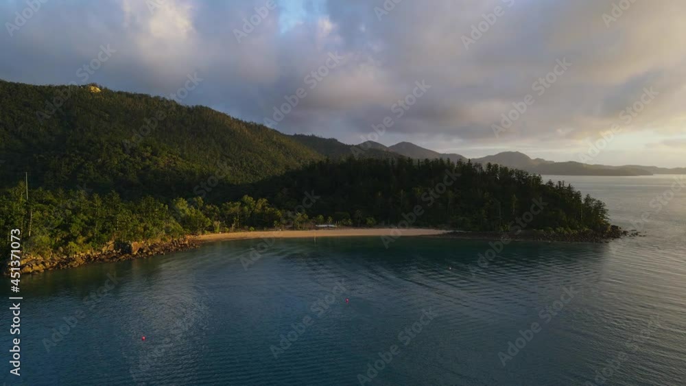 Fjord-like Inlet And Sheltered Bay In Hook Island, Archipelago Of Whitsunday Islands, Queensland, Australia. wide aerial Fjord-like Inlet And Sheltered Bay In Hook Island, Archipelago Of Whitsunday Islands, Queensland, Australia. wide aerial
