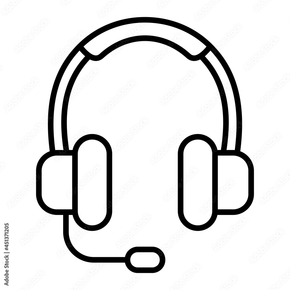 Headphone Vector Outline Icon Isolated On White Background Headphone Vector Outline Icon Isolated On White Background