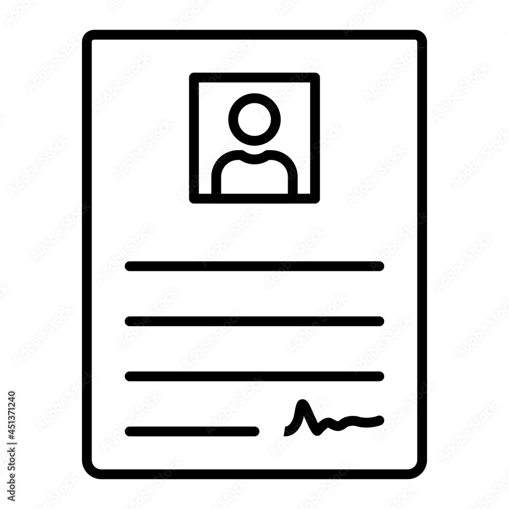 Resume Vector Outline Icon Isolated On White Background Resume Vector Outline Icon Isolated On White Background