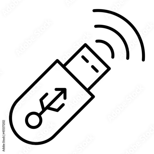 Wifi Dongle Vector Outline Icon Isolated On White Background