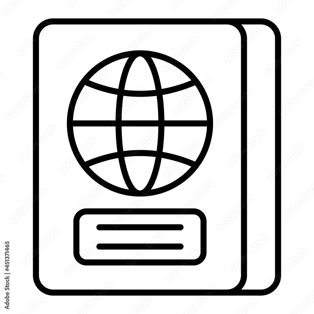 Passport Vector Outline Icon Isolated On White Background Passport Vector Outline Icon Isolated On White Background