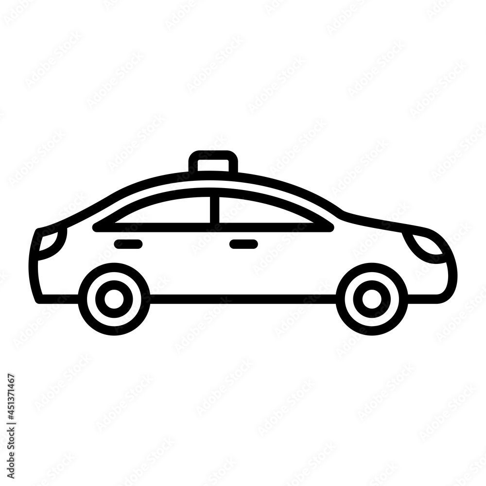 Cab Vector Outline Icon Isolated On White Background