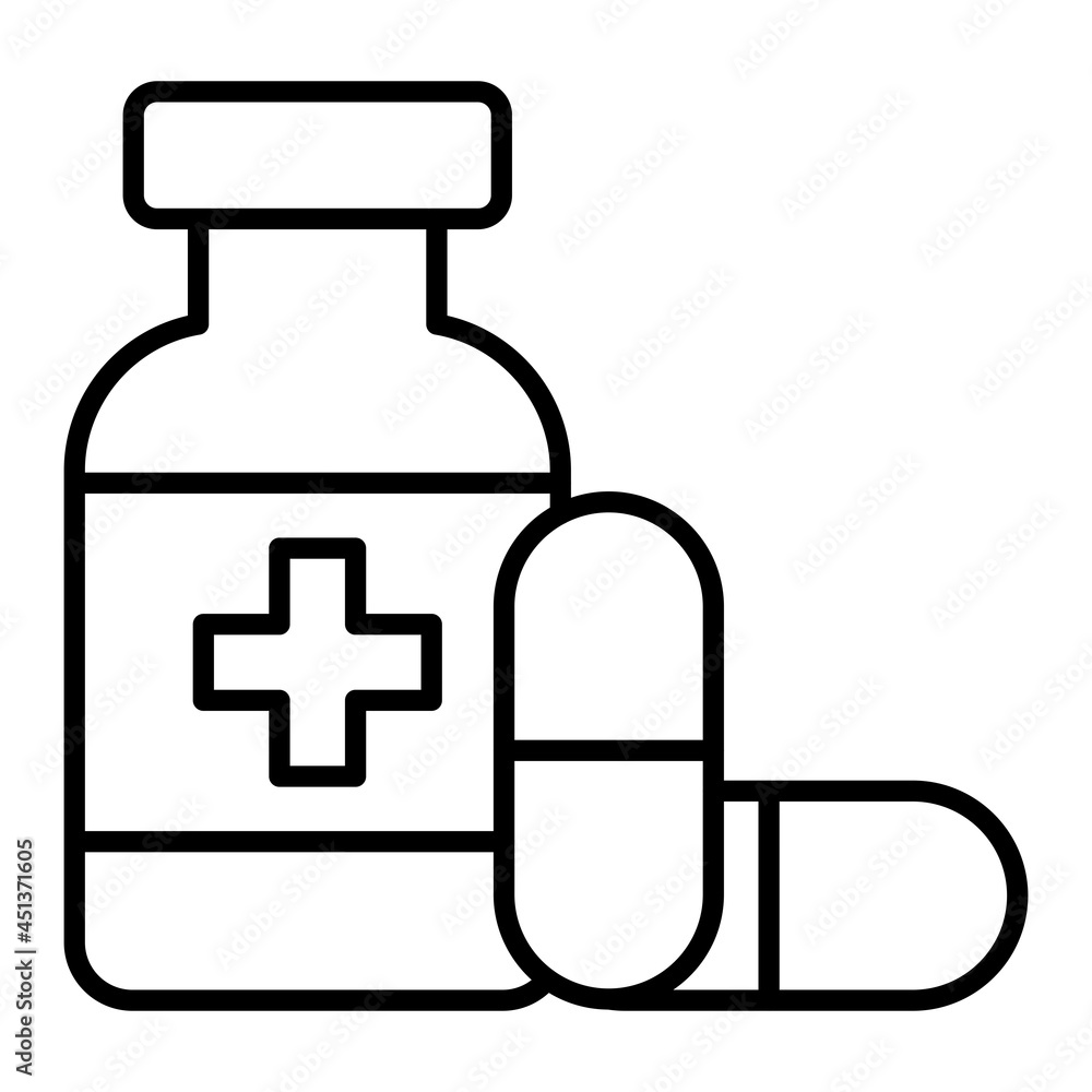 Medicine Vector Outline Icon Isolated On White Background Medicine Vector Outline Icon Isolated On White Background