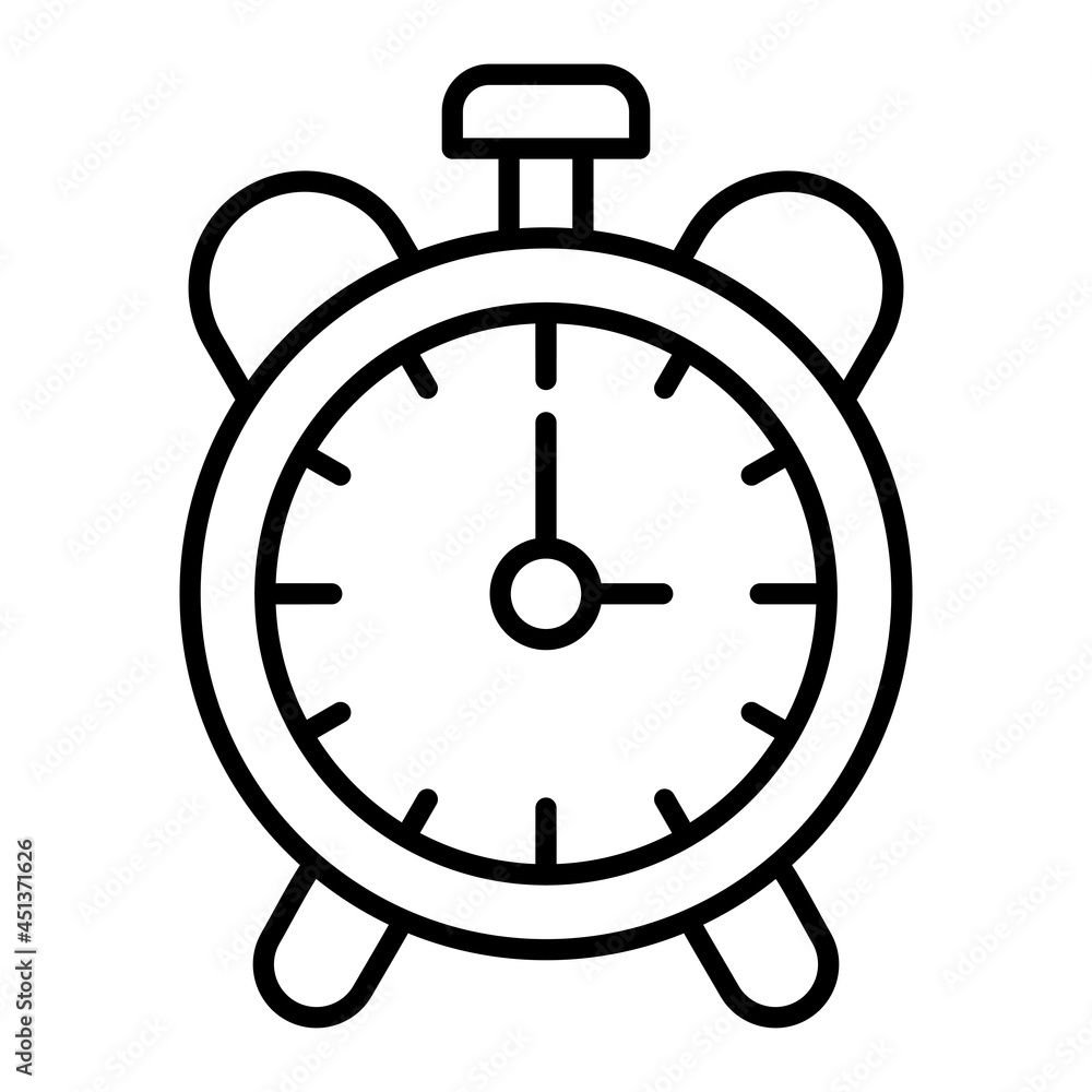 Alarm clock Vector Outline Icon Isolated On White Background Alarm clock Vector Outline Icon Isolated On White Background