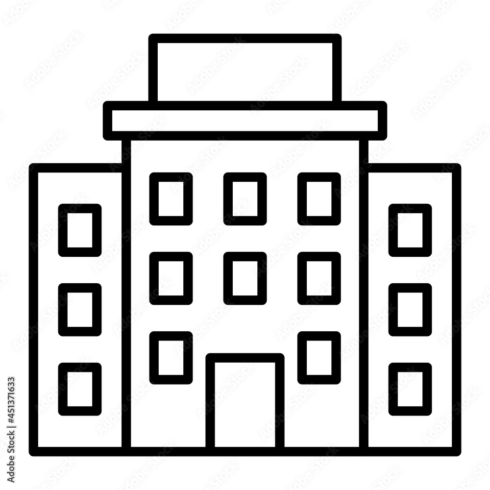 Hotel Vector Outline Icon Isolated On White Background Hotel Vector Outline Icon Isolated On White Background