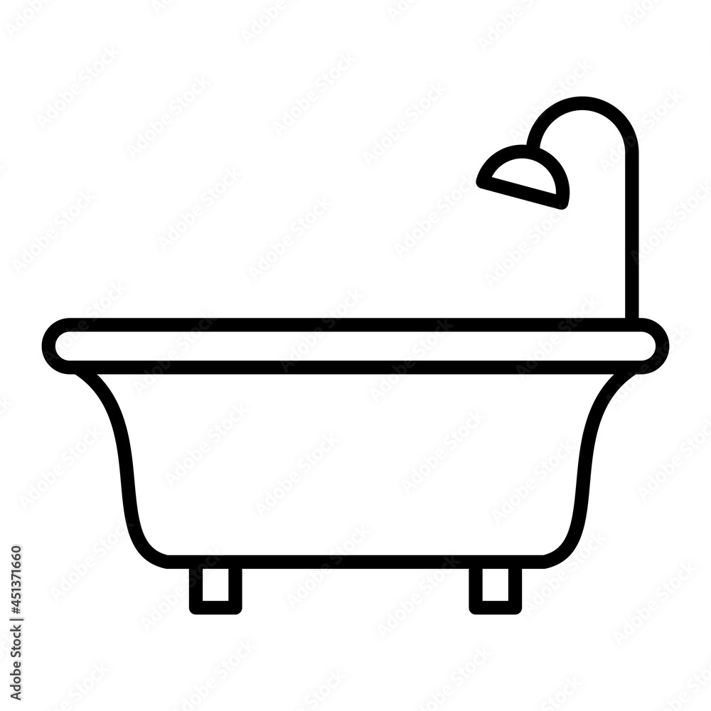 Bathtub Vector Outline Icon Isolated On White Background Bathtub Vector Outline Icon Isolated On White Background