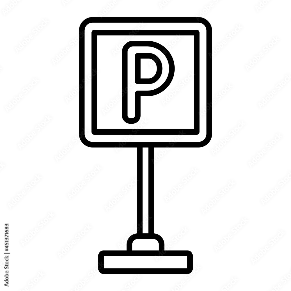 Parking sign Vector Outline Icon Isolated On White Background Parking sign Vector Outline Icon Isolated On White Background