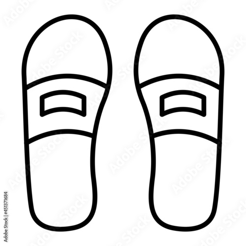 Sliper Vector Outline Icon Isolated On White Background