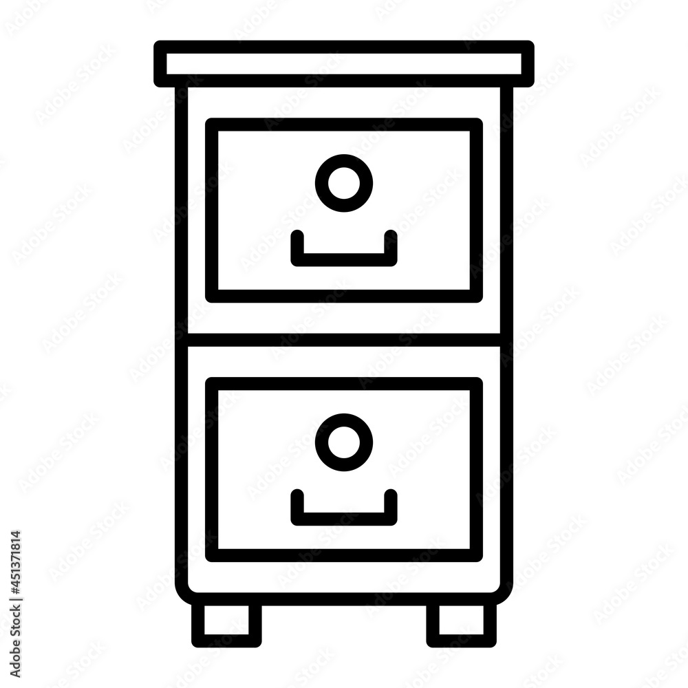 File Cabinet Vector Outline Icon Isolated On White Background File Cabinet Vector Outline Icon Isolated On White Background