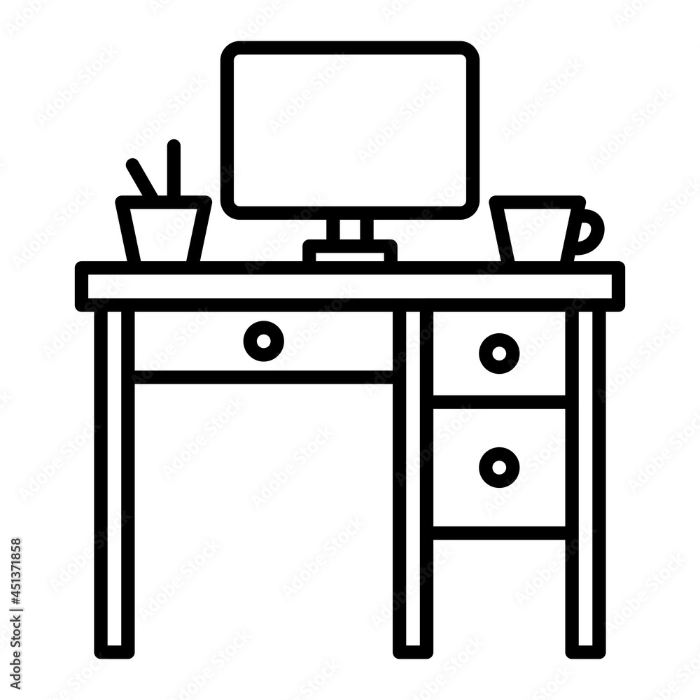 Workspace Vector Outline Icon Isolated On White Background Workspace Vector Outline Icon Isolated On White Background