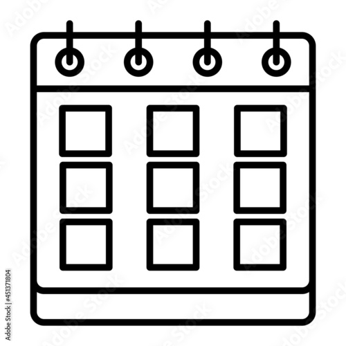 Calender Vector Outline Icon Isolated On White Background photo