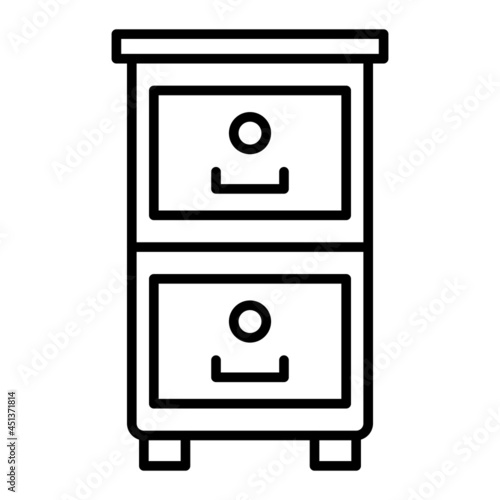 File Cabinet Vector Outline Icon Isolated On White Background