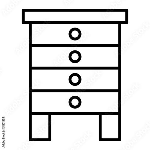 Drawers Vector Outline Icon Isolated On White Background
