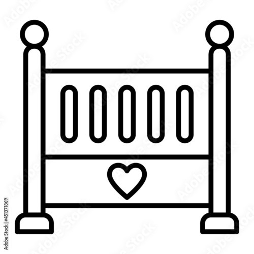 Crib Vector Outline Icon Isolated On White Background