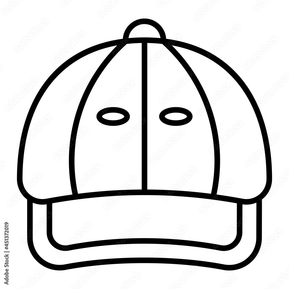 Baseball Cap Vector Outline Icon Isolated On White Background Baseball Cap Vector Outline Icon Isolated On White Background