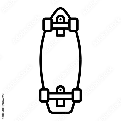 Longboard Vector Outline Icon Isolated On White Background