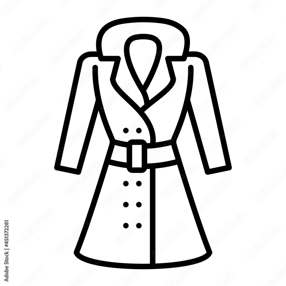 Coat Vector Outline Icon Isolated On White Background
