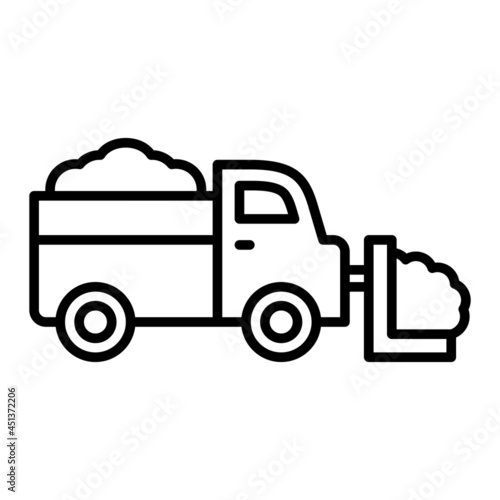 Snowplow Vector Outline Icon Isolated On White Background