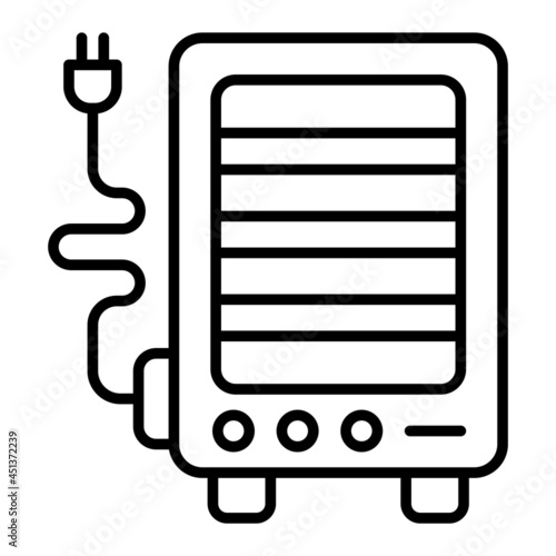 Electric Heater Vector Outline Icon Isolated On White Background