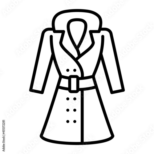 Coat Vector Outline Icon Isolated On White Background