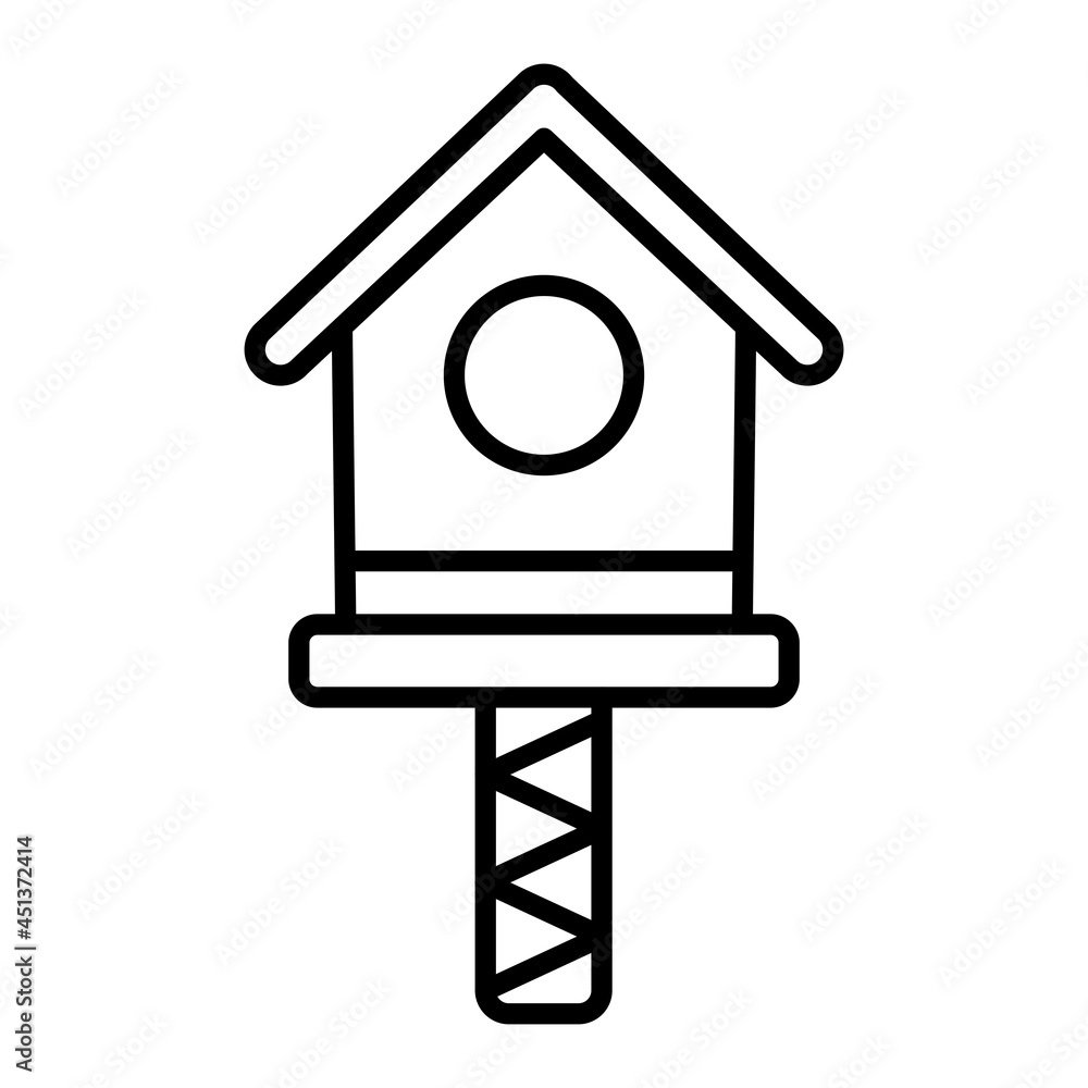 Bird house Vector Outline Icon Isolated On White Background Bird house Vector Outline Icon Isolated On White Background