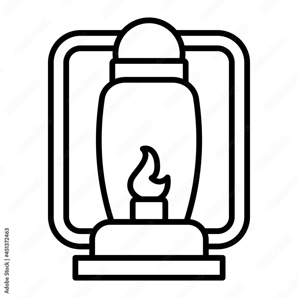 Oil lamp Vector Outline Icon Isolated On White Background Oil lamp Vector Outline Icon Isolated On White Background