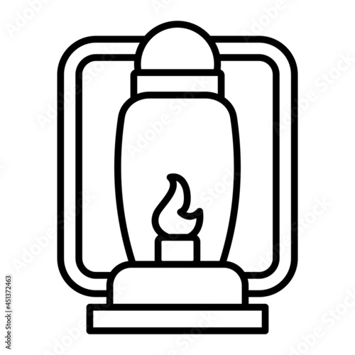 Oil lamp Vector Outline Icon Isolated On White Background