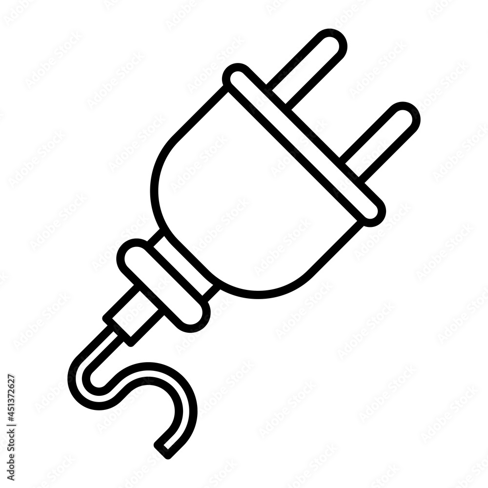 Plug Vector Outline Icon Isolated On White Background Plug Vector Outline Icon Isolated On White Background