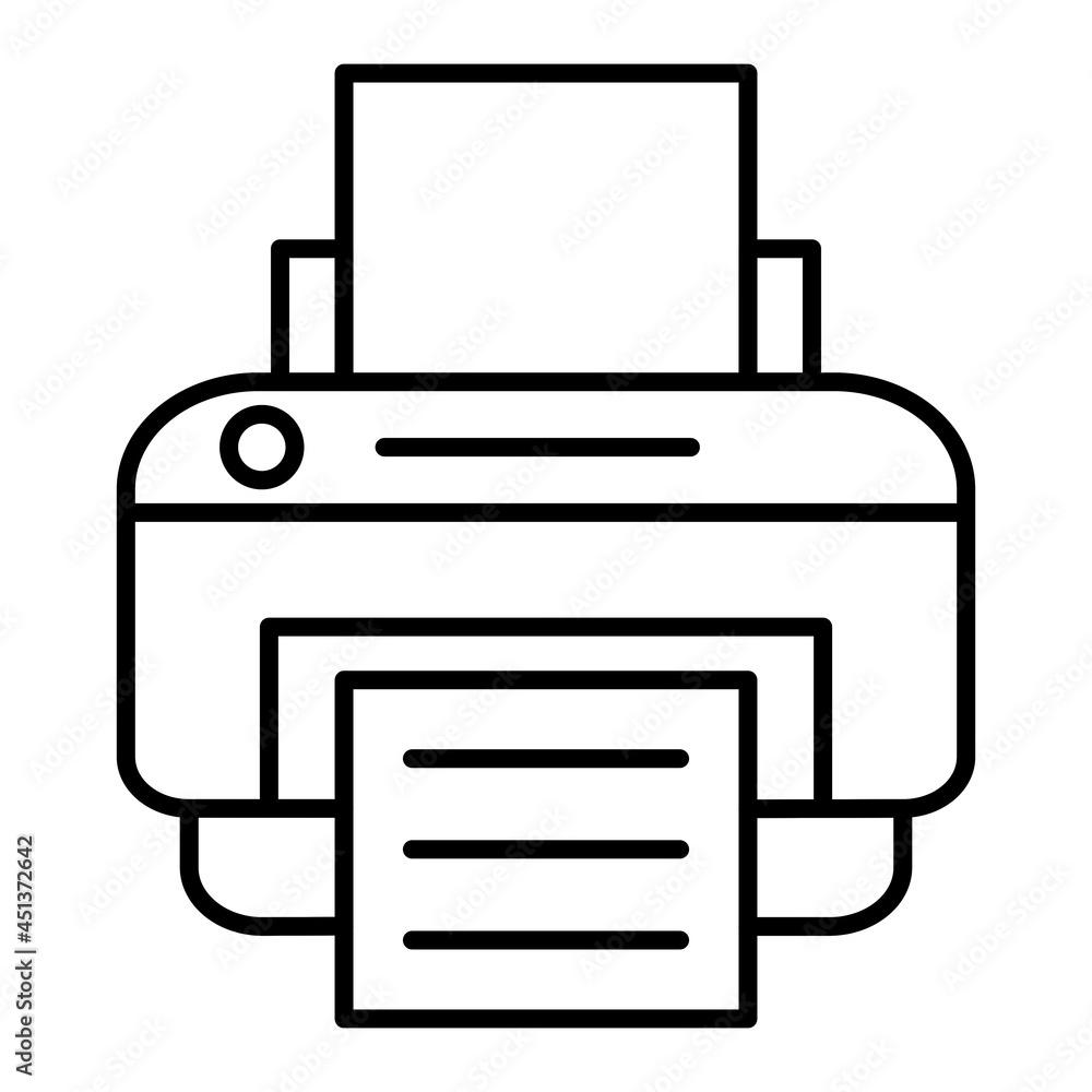 Printer Vector Outline Icon Isolated On White Background Printer Vector Outline Icon Isolated On White Background