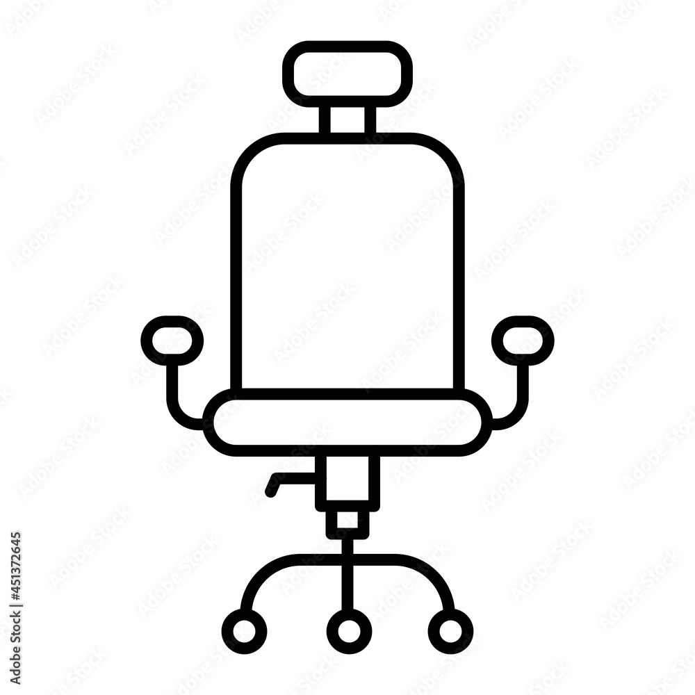 Office Chair Vector Outline Icon Isolated On White Background Office Chair Vector Outline Icon Isolated On White Background