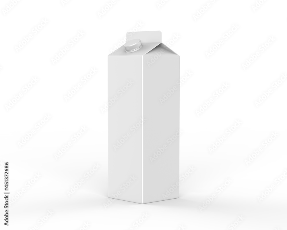 Milk, juice and coconut water carton packaging box, mock up template on isolated white background. 3d illustration Milk, juice and coconut water carton packaging box, mock up template on isolated white background. 3d illustration