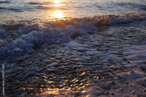 golden sunset on the blue summer sea. great background for design