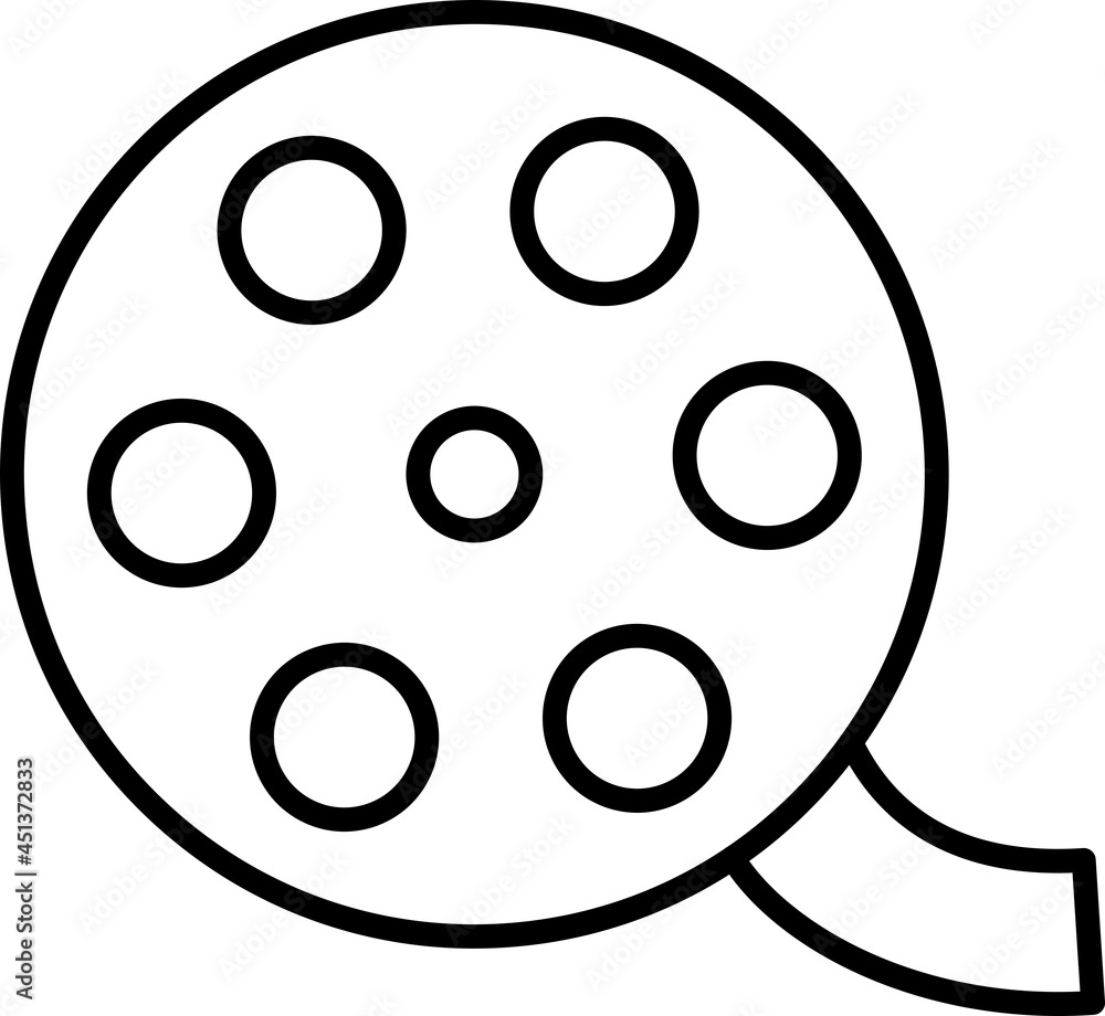 Film Roll Vector Outline Icon Isolated On White Background Film Roll Vector Outline Icon Isolated On White Background
