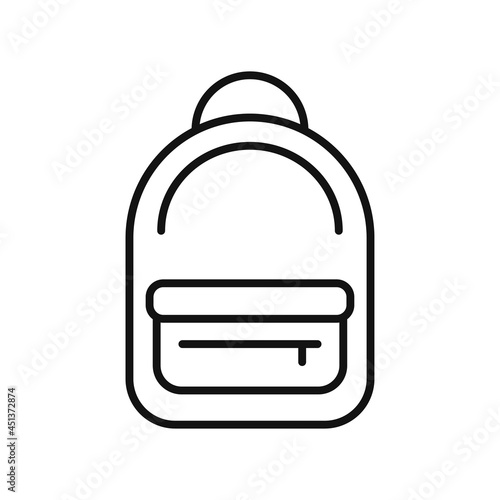 Backpack icon in linear style isolated on white background. Backpack for school or hiking. Vector illustration