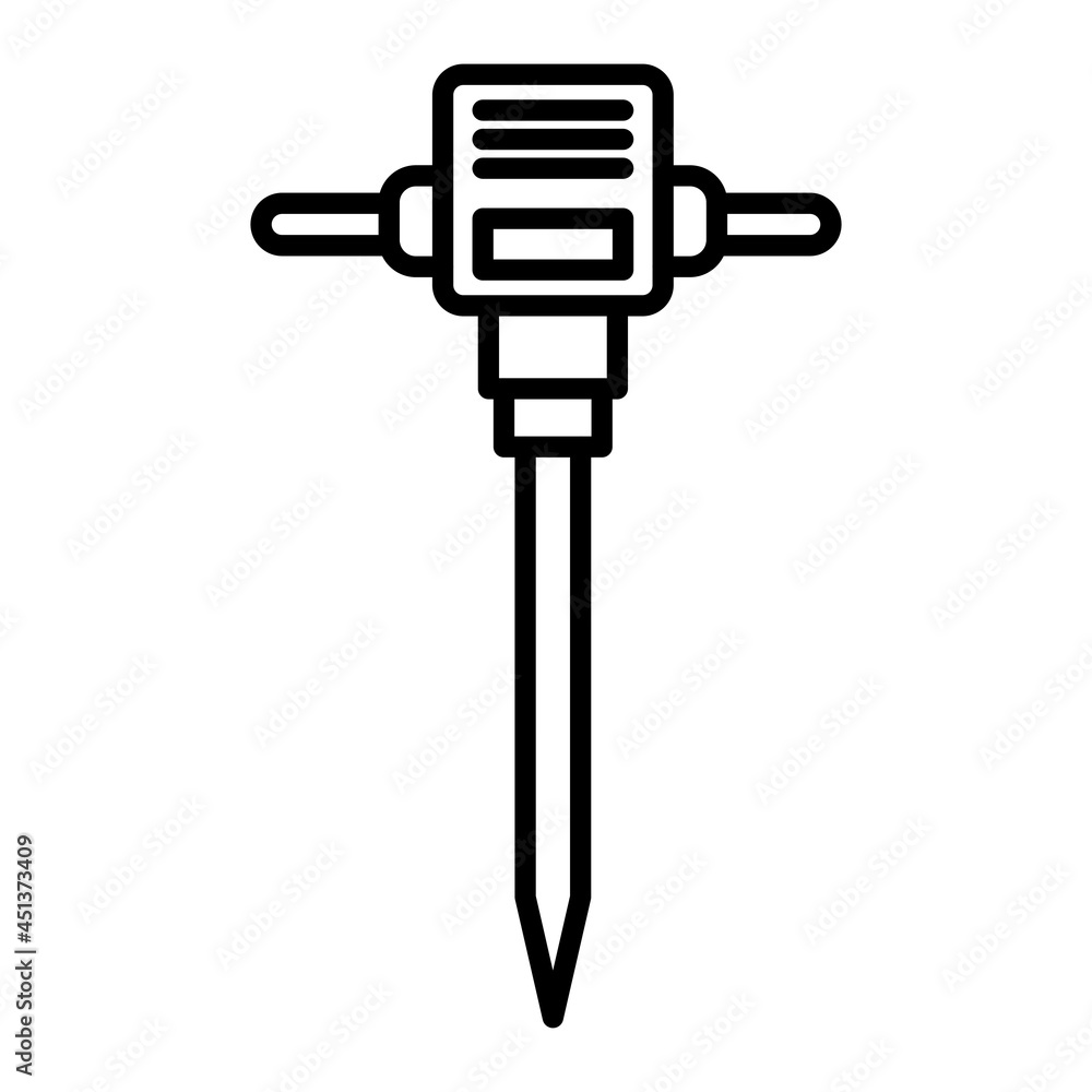 Jack Hammer Vector Outline Icon Isolated On White Background Jack Hammer Vector Outline Icon Isolated On White Background