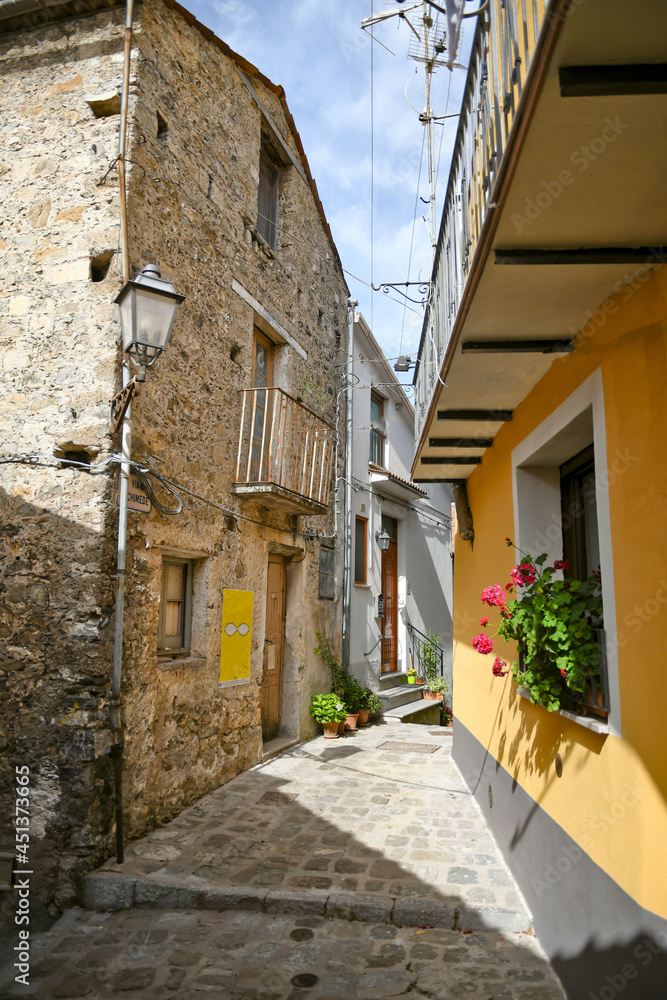 A street in the historic center of Latronico, a old town in the Basilicata region, Italy.	