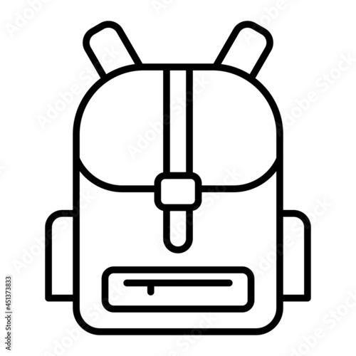Bagpack Vector Outline Icon Isolated On White Background