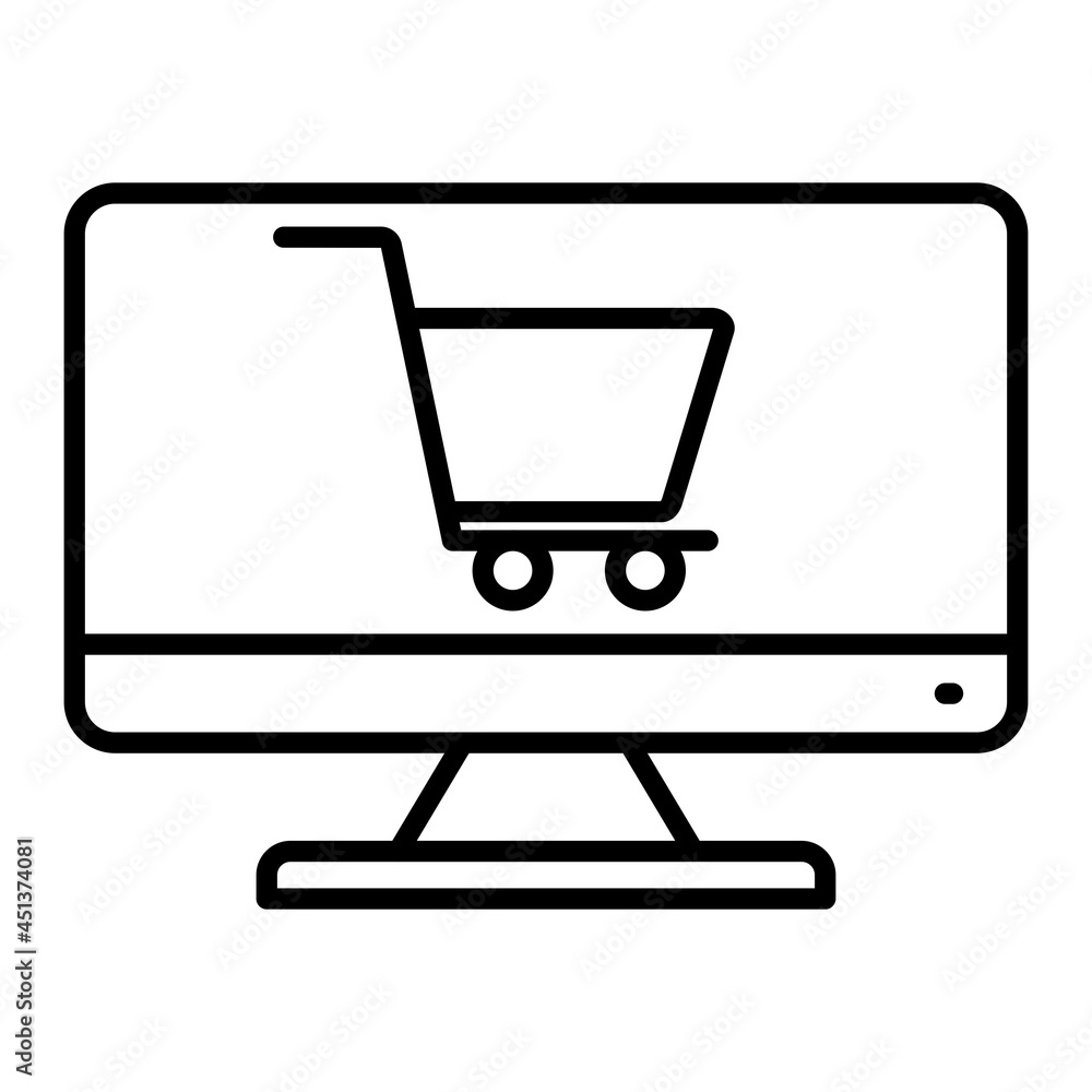 Online Shopping Vector Outline Icon Isolated On White Background Online Shopping Vector Outline Icon Isolated On White Background