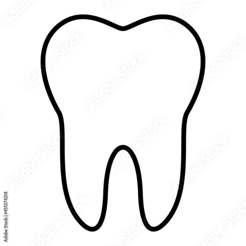 Tooth Vector Outline Icon Isolated On White Background