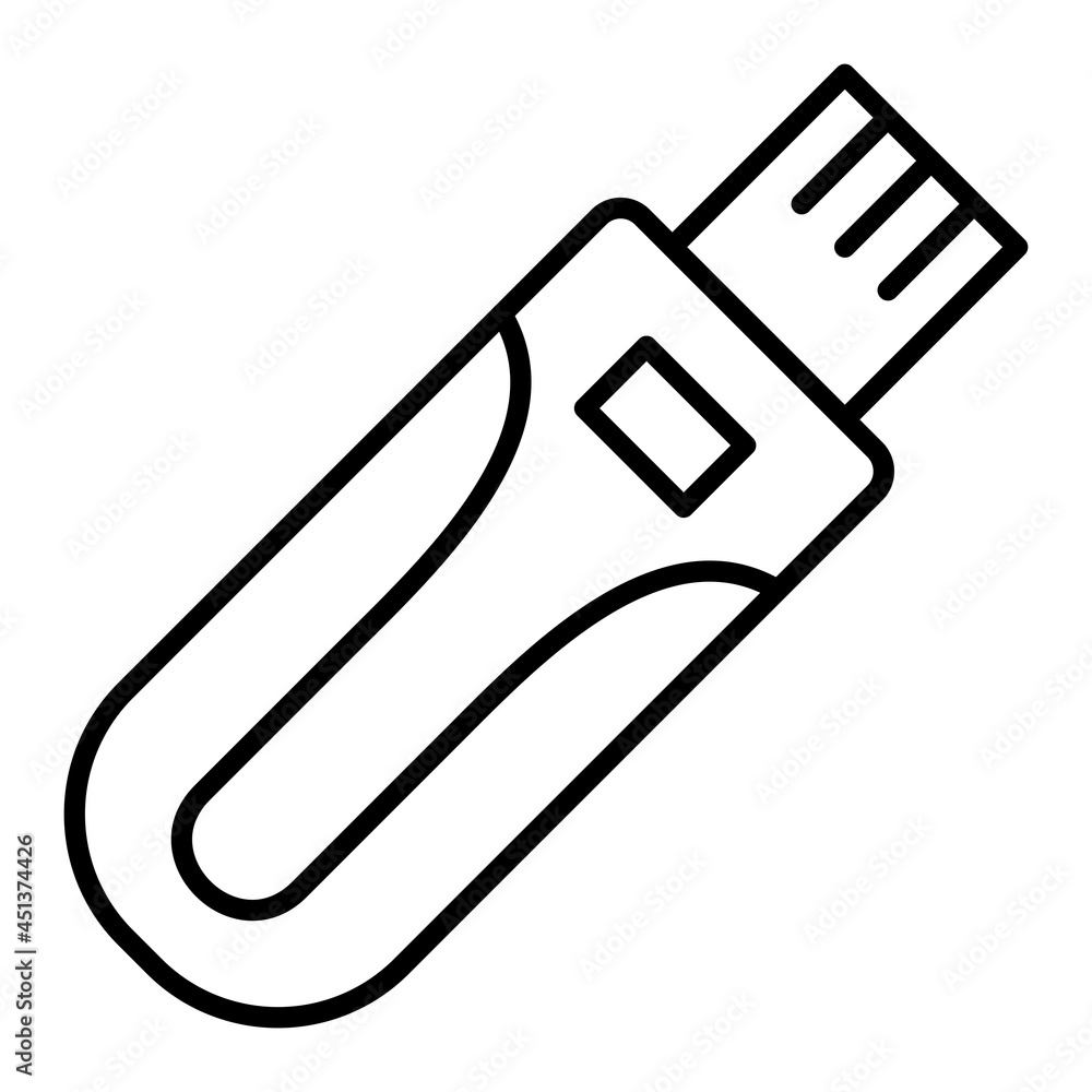 USB Drive Vector Outline Icon Isolated On White Background USB Drive Vector Outline Icon Isolated On White Background