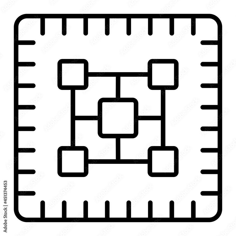 Micro Chip Vector Outline Icon Isolated On White Background Micro Chip Vector Outline Icon Isolated On White Background