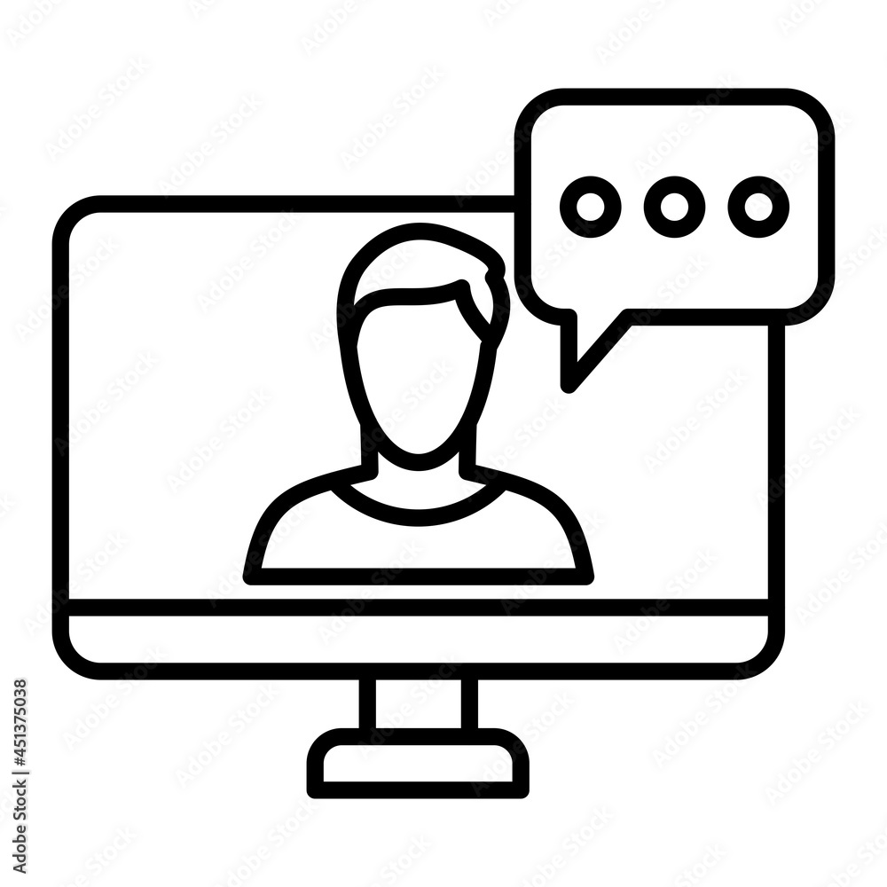 Online Vector Outline Icon Isolated On White Background Online Vector Outline Icon Isolated On White Background